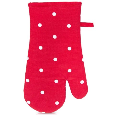 Rękawica Kuchenna Bawełniana z Magnesem Czerwona w Grochy 32 cm