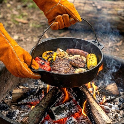 Rękawice do Grilla Ochronne Skórzane Żaroodporne Brązowe 2 szt. Rozmiar XL