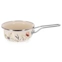 Rondel Emaliowany Kremowy w Kwiaty Maki 16 cm 0,95 L na Indukcję