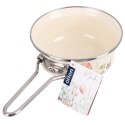 Rondel Emaliowany Kremowy w Kwiaty Maki 16 cm 0,95 L na Indukcję