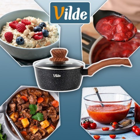Rondel Granitowy z Pokrywką Indukcja 1,2 L 16 cm VILDE