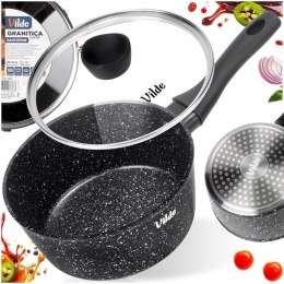 Rondel Granitowy z Pokrywką Indukcja Czarny 1,1 L 16 cm VILDE