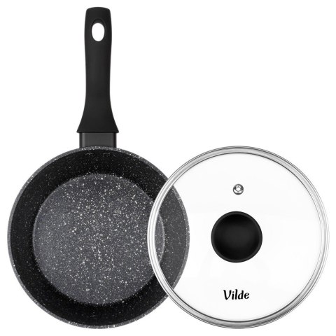 Rondel Granitowy z Pokrywką Indukcja Czarny 1,1 L 16 cm VILDE
