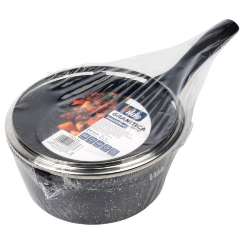 Rondel Granitowy z Pokrywką Indukcja Czarny 1,1 L 16 cm VILDE
