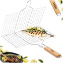 Ruszt do Grillowania Potraw Mięsa Warzyw Dwustronny z Rączką 34 x 22 cm