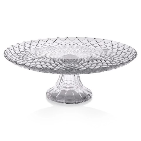 Patera Szklana na Tort Ciasto Owoce Ozdobna na Nóżce HOUSEWARE 26,5 cm