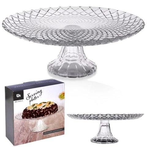 Patera Szklana na Tort Ciasto Owoce Ozdobna na Nóżce HOUSEWARE 26,5 cm