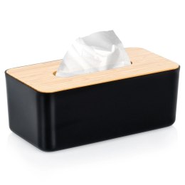 Pojemnik na Chusteczki Czarny Bambus 24 x 13 x 9,5 cm z Drewnianą Pokrywą