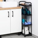 Regał na Kółkach Czarny 4 Poziomy Mobilny 30 x 21 x 86 cm VILDE