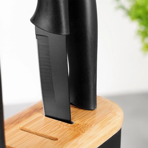 Stojak Organizer na Noże Czarny z Przegródkami EXCELLENT HOUSEWARE 23x8 cm