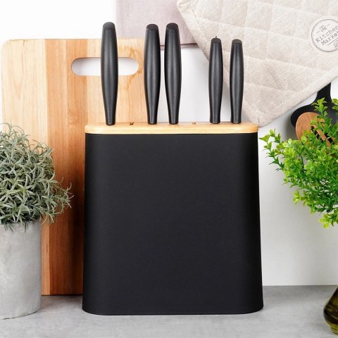 Stojak Organizer na Noże Czarny z Przegródkami EXCELLENT HOUSEWARE 23x8 cm