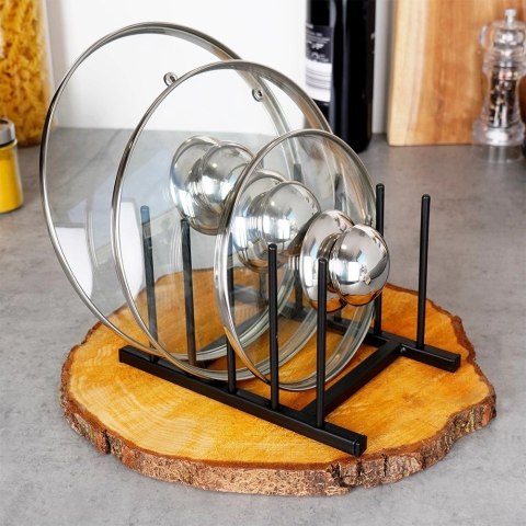Stojak na Pokrywki Talerze Metalowy Czarny LOFT 4 szt. 19,5 cm HSC