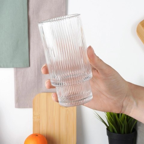 Szklanki Wysokie Zestaw 6 szt. 320 ml VILDE Ryflowane Szkło do Zmywarki