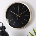 Zegar Ścienny 25 cm VILDE Okrągły Czarny Złota Rama Aluminium Cichy