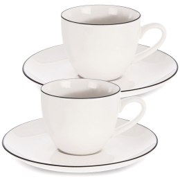Zestaw 2 Filiżanek ze Spodkiem do Espresso Porcelanowe Białe 100 ml