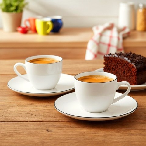 Zestaw 2 Filiżanek ze Spodkiem do Espresso Porcelanowe Białe 100 ml