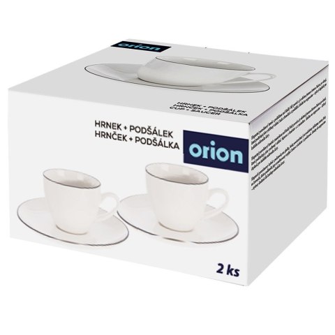 Zestaw 2 Filiżanek ze Spodkiem do Espresso Porcelanowe Białe 100 ml