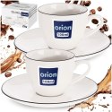 Zestaw 2 Filiżanek ze Spodkiem do Espresso Porcelanowe Białe 100 ml