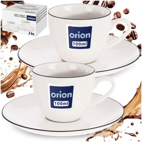 Zestaw 2 Filiżanek ze Spodkiem do Espresso Porcelanowe Białe 100 ml