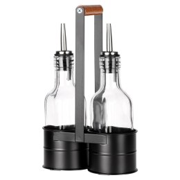 Zestaw Butelek Butelki na Oliwę Ocet ze Stojakiem Dozownik VILDE 2x150 ml