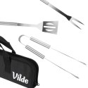Zestaw Przyborów do Grilla Stalowy w Etui Sztućce Akcesoria Bbq VILDE 3 el.