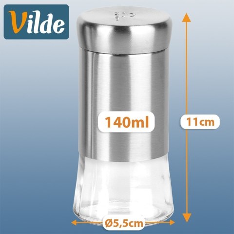 Zestaw Solniczka i Pieprzniczka Szklana na Przyprawy 2 x 140 ml VILDE