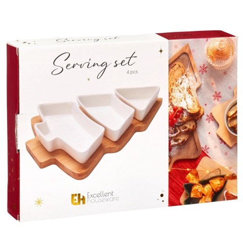 Zestaw do Serwowania Przekąsek Choinka 4 el. Porcelana Bambus