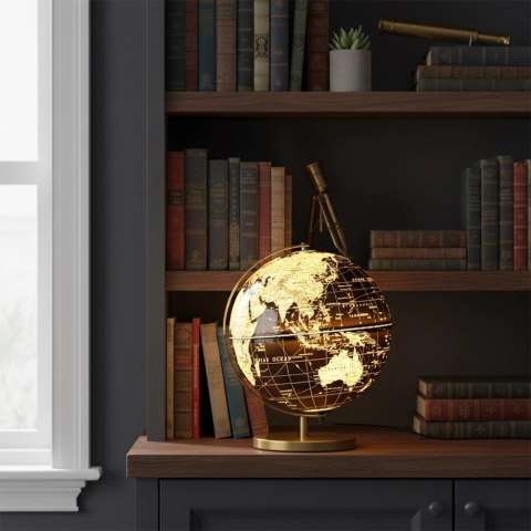 Lampka Stołowa Globus LED Czarno-Złota 31 cm Dekoracja Biura