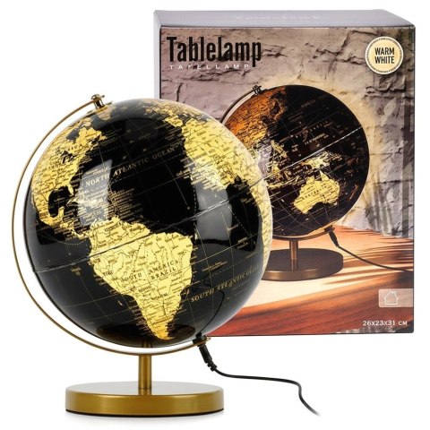 Lampka Stołowa Globus LED Czarno-Złota 31 cm Dekoracja Biura