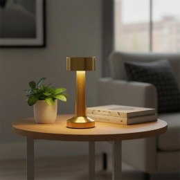 Lampka Stołowa LED Złota 21 cm Akumulator 3 Tryby Ściemnianie USB
